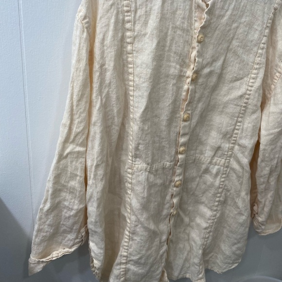 Flax Linen oversized button down tunic cream boho - Picture 8 of 9